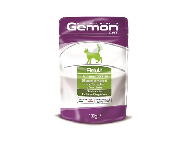 GEMON CAT WET Adult Rabbit пауч, кролик з овочами, шматочки в соусі 100гр