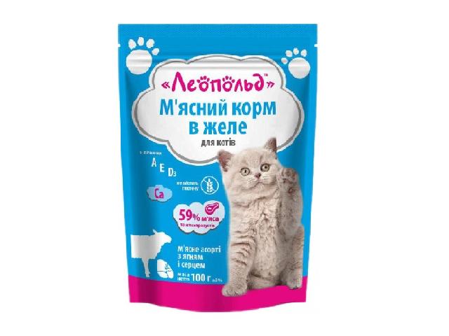 Леопольд Пауч для котів, раціон з ягням 100гр