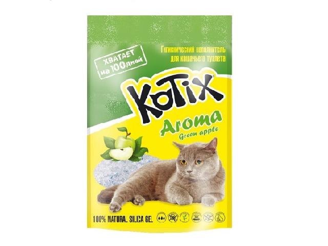 KOTIX силікагелевий наповнювач з ароматом зеленого яблука (silicagel cat litter with apple scent), KOTIX силікагелевий наповнювач з ароматом зеленого яблука (silicagel cat litter with apple scent), 3,8л (1,5кг)