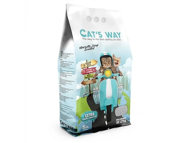 Бентонітовий наповнювач CAT'S WAY марсельське мило+бірюзові гранули