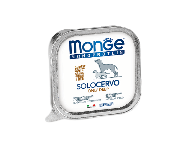 MONGE DOG WET Monoprotein Solo Deer паштет, оленина 150гр
