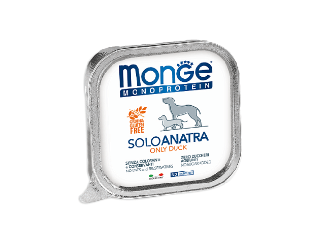 MONGE DOG WET Monoprotein Solo Duck паштет, качка 150гр