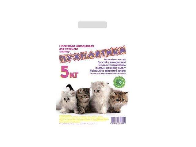 Бентонітовий наповнювач Пухнастики, дрібний (bentonite cat litter, small pellet) 5кг