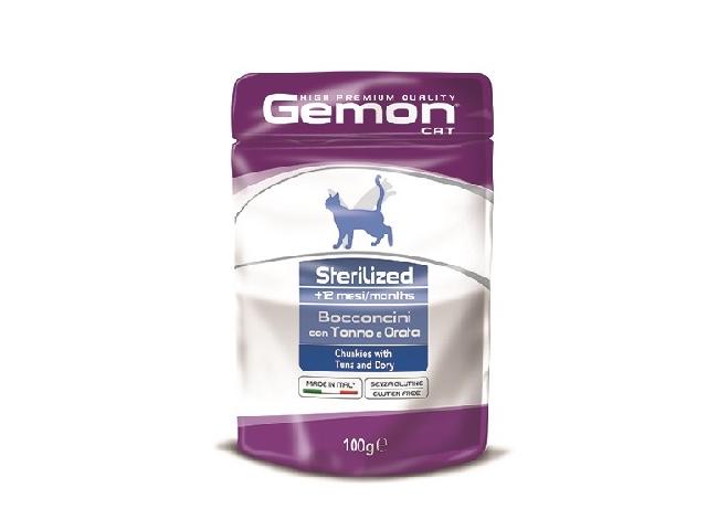 GEMON CAT WET Sterilised Tuna пауч, тунeць, шматочки в соусі для стерилізованих кішок 100гр