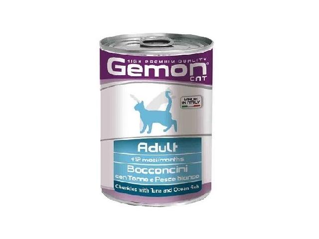 GEMON CAT WET Adult Tuna&Fish тунeць та океанічна риба, шматочки в соусі 415гр