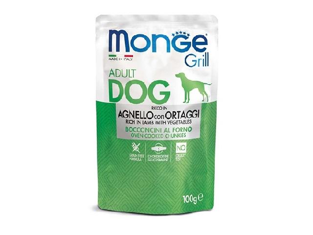 MONGE DOG WET Grill Lamb&Veggies пауч, ягня з овочами, шматочки в желе 100гр