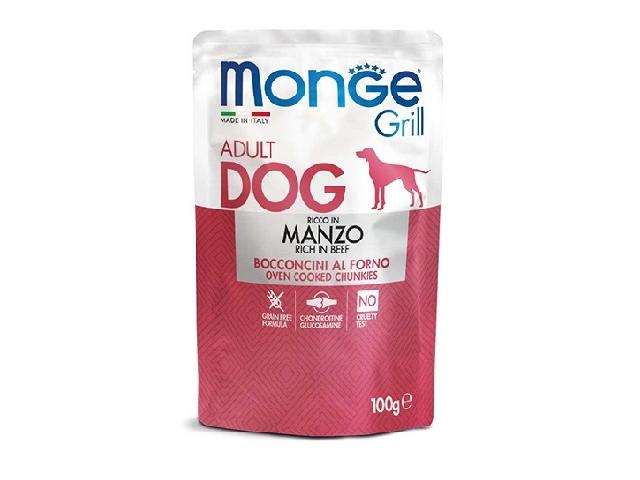 MONGE DOG WET Grill Beef пауч, яловичина шматочки в желе 100гр