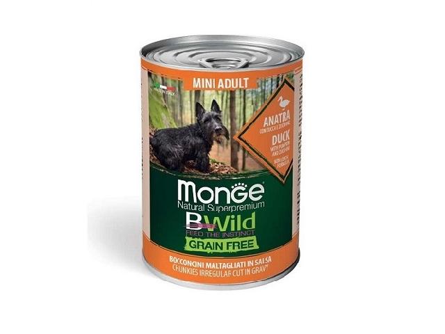 MONGE DOG WET BWild Mini Adult Duck качка, гарбуз, цукіні, шматочки в соусі для дрібних порід 400гр