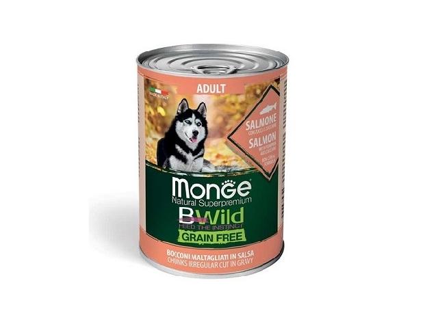 MONGE DOG WET BWild Adult Salmon лосось, гарбуз, цукіні, шматочки в соусі 400гр
