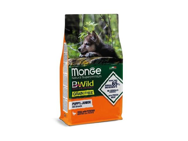 Monge Dog BWild Grain Free Puppy&Junior Duck качка, беззерновый, для цуценят