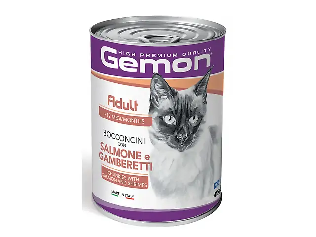 GEMON CAT WET Adult Salmon&Shrimp лосось з креветками, шматочки в соусі, 415гр