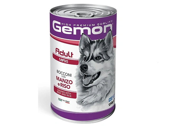 GEMON DOG WET Adult Maxi Beef шматочки в соусі, яловичина з рисом, для великих порід 1,25кг