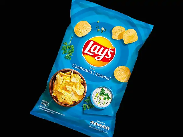 Чіпси Lays зі смаком сметани з зеленню