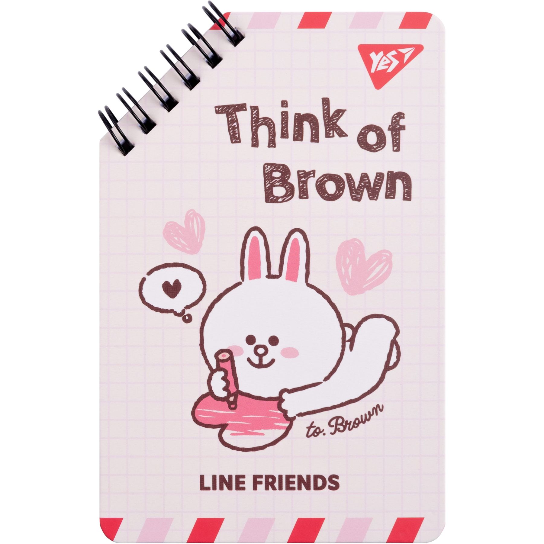 Блокнот YES 95х145 мм, 60 арк., подв. cпіраль "Line Friends" Think of Brown