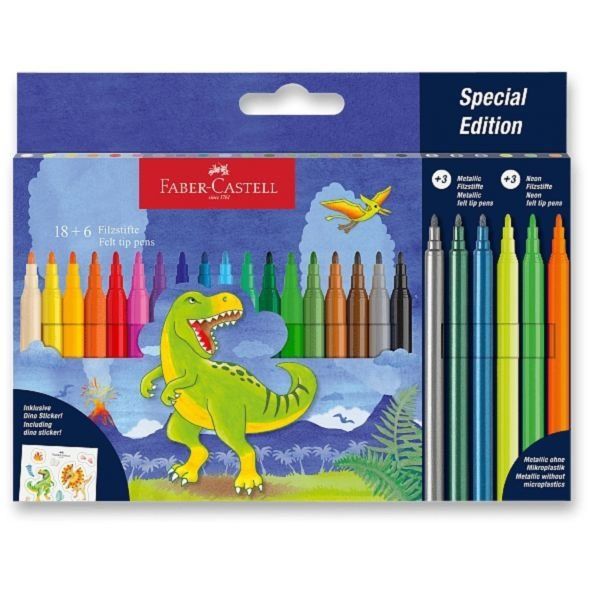 554222 ФЛОМАСТЕРИ 24 КОЛ. FELT TIP "DINOSAUR" КАРТОННА УПАКОВКА
