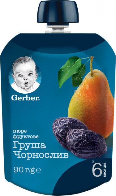 Пюре"Груша, чорнослив" 90 г пауч, Gerber