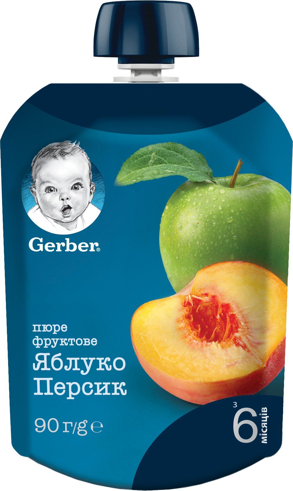 Пюре "Яблуко, персик" 90 г пауч, Gerber