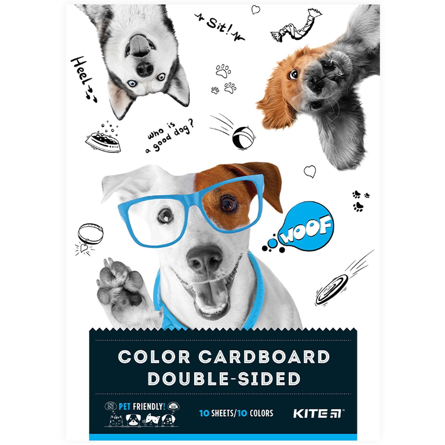 Картон кольор. двостор. (10арк/10кол), А4 Kite Dogs