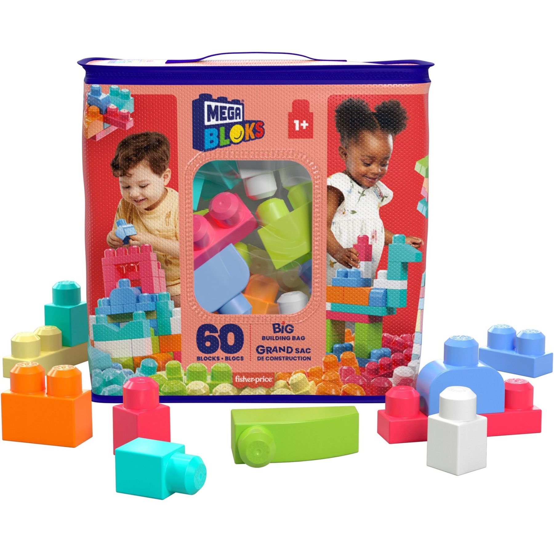 Конструктор рожевий  у мішку (60 дет.) Mega Bloks