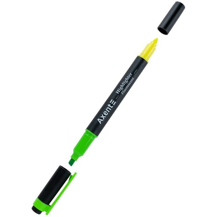 Маркер Highlighter Dual 2534-A, 2-4 мм клиноп. зелений+жовт.