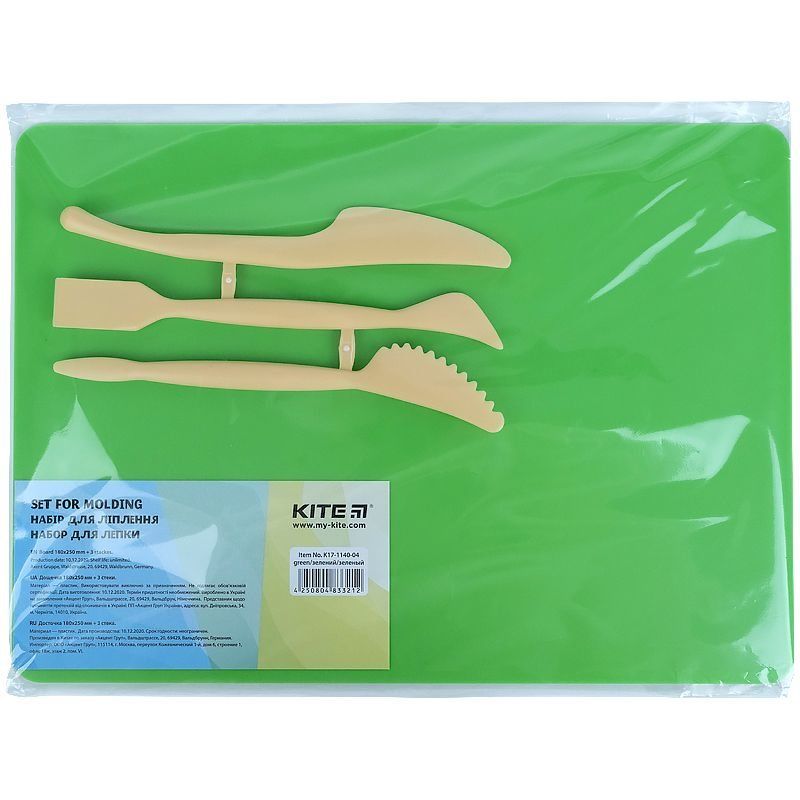 KITE Набір для ліплення(дощ.180х250 мм + 3 стеки),зел.