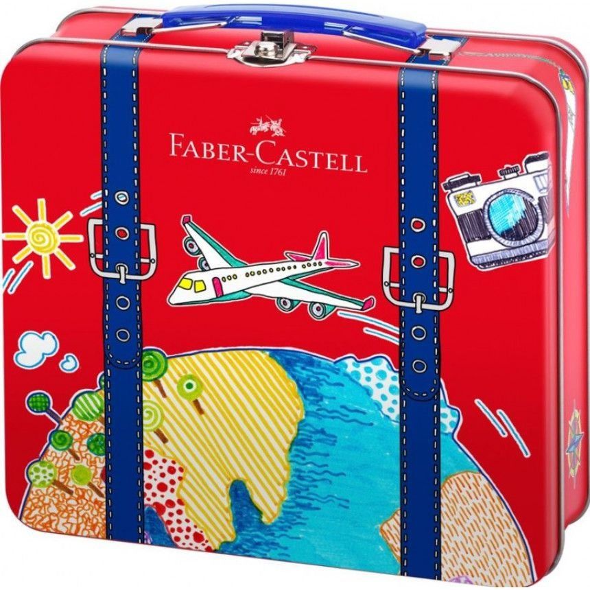 155535 ФЛОМАСТЕРИ 40 КОЛ. CONNECTOR У МЕТАЛЕВІЙ ВАЛІЗІ З ЛІТАКОМ Faber-Castell