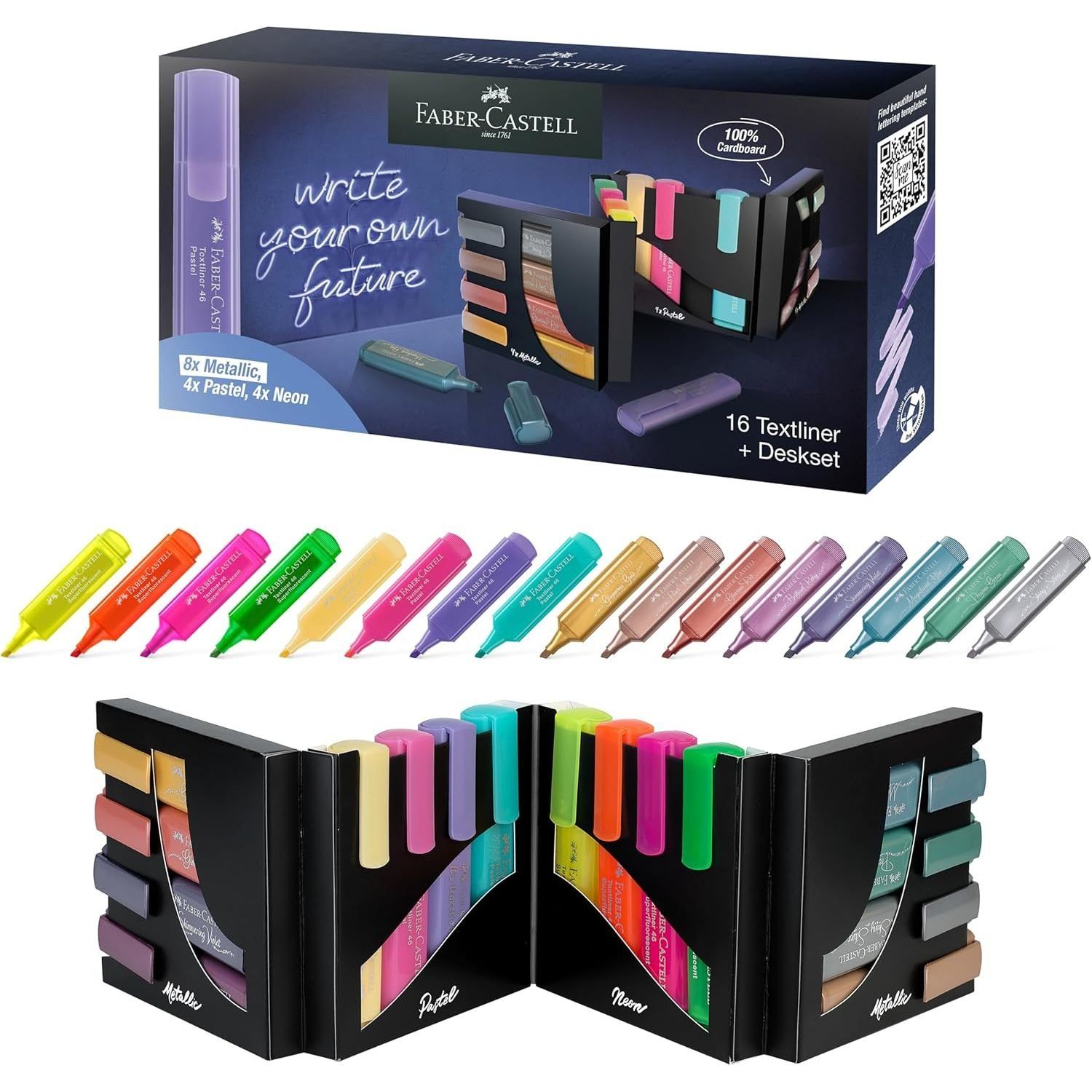 254603 МАРКЕР 16ШТ TEXTLINER NEON+METALLIC НАБІР У КАРТОНІ