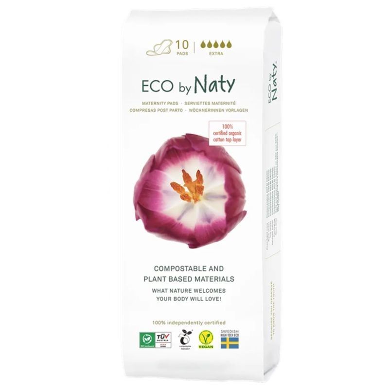 Одноразові післяполгові жіночі прокладки "Eco By Naty" Extra, 10 шт в упаковці