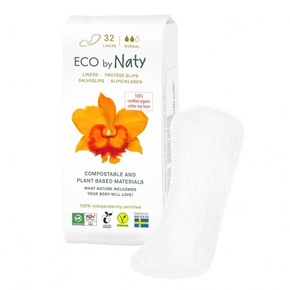 Одноразові щоденні гігієнічні жіночі прокладки "Eco By Naty" Normal, 32 шт в упаковці