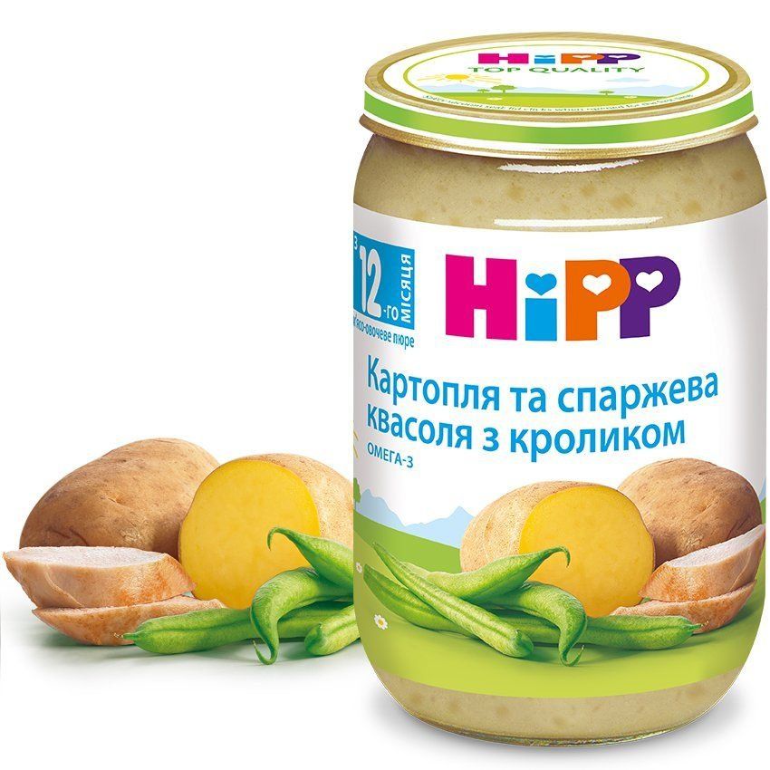 Мясо-овочеве пюре "Картопля та спаржева квасоля з кроликом" HiPP