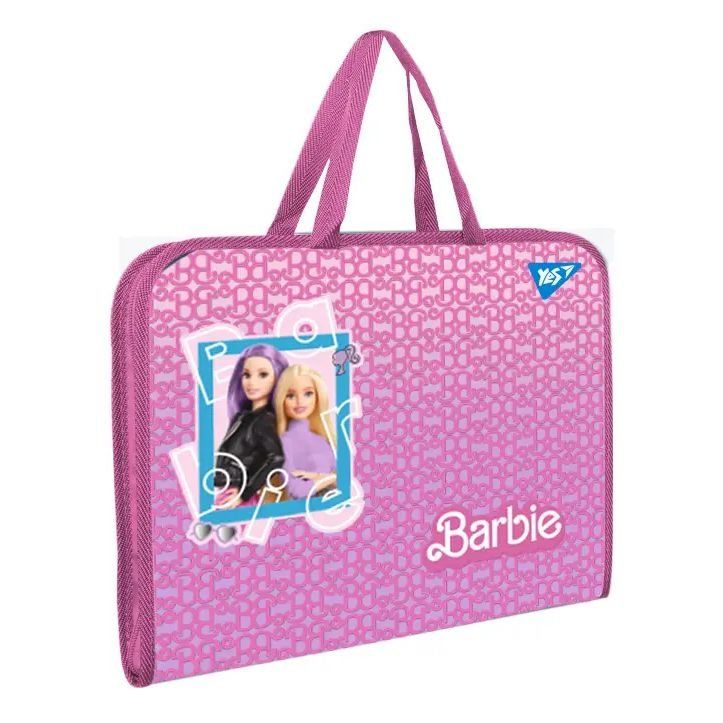 Папка-портфель Yes FC на блискавці з тканинними ручками "Barbie" рожевий