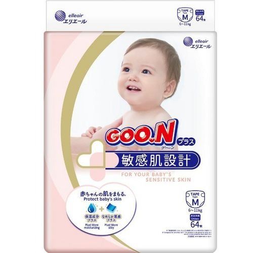 Підгузки Goo.N Plus для дітей 6-11 кг (розмір M, на липучках, унісекс, 64 шт)***