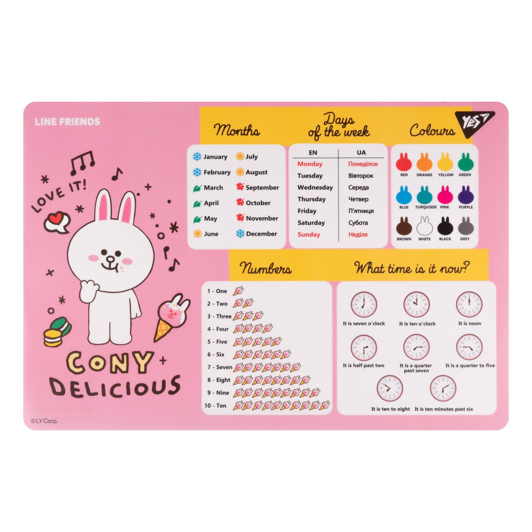 Підкладка для столу  Yes "Line Friends. Cony" англ.