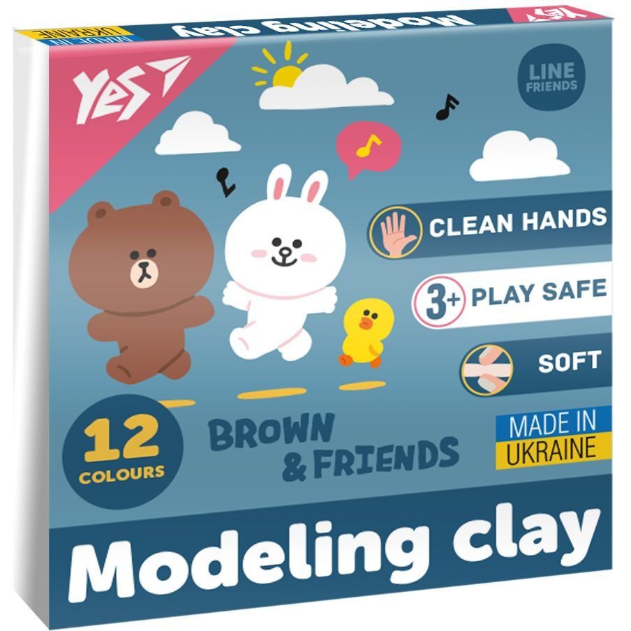 Пластилін Yes, 12 кол., 240г "Line Friends"