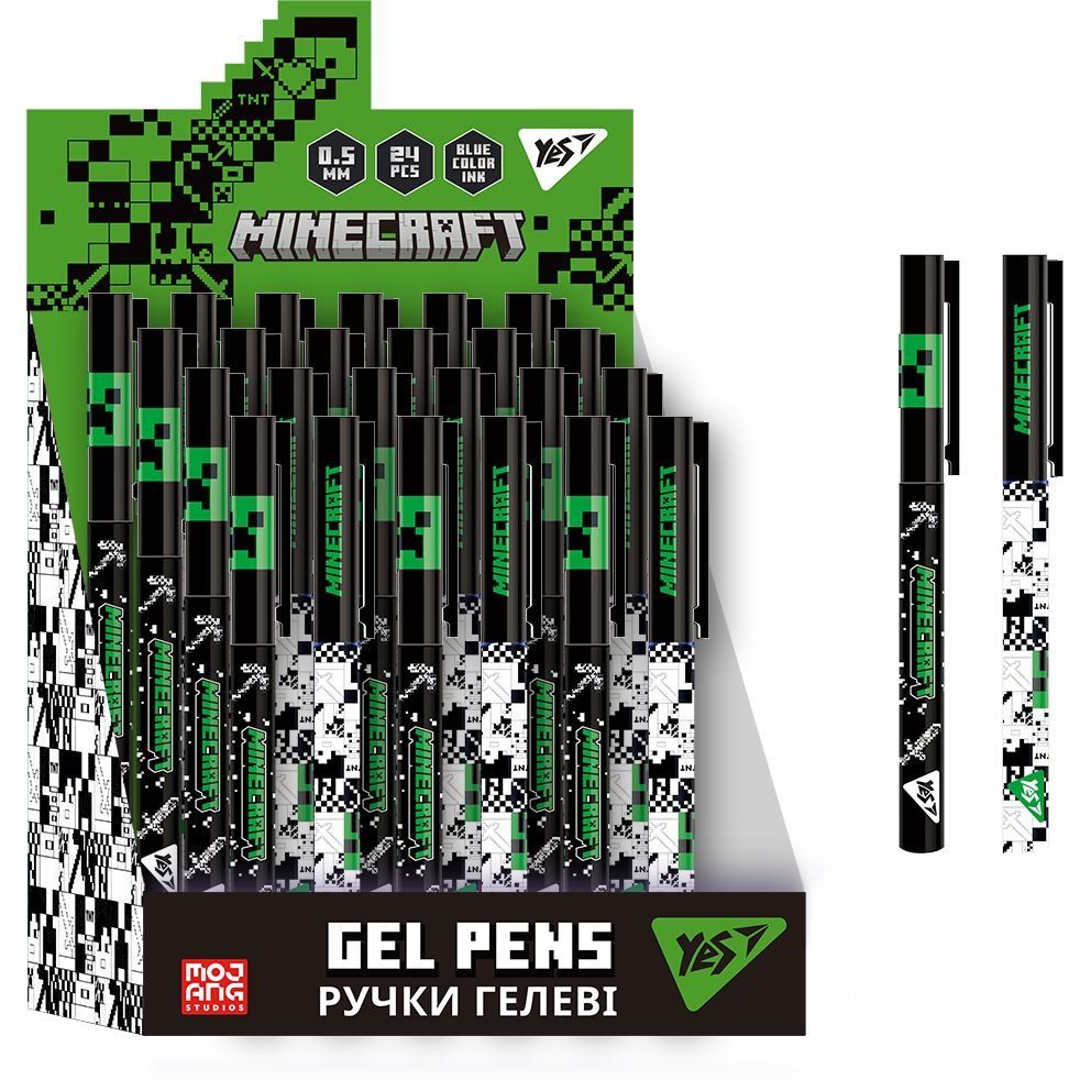 Ручка гелева YES Minecraft 0,5 мм синя