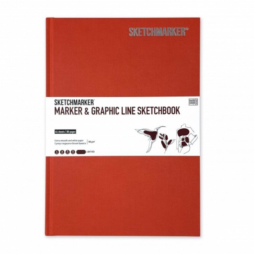 Скетчбук  В5 44 арк., 180 г/м?, червоний, MGLHM/LRED SKETCHMARKER