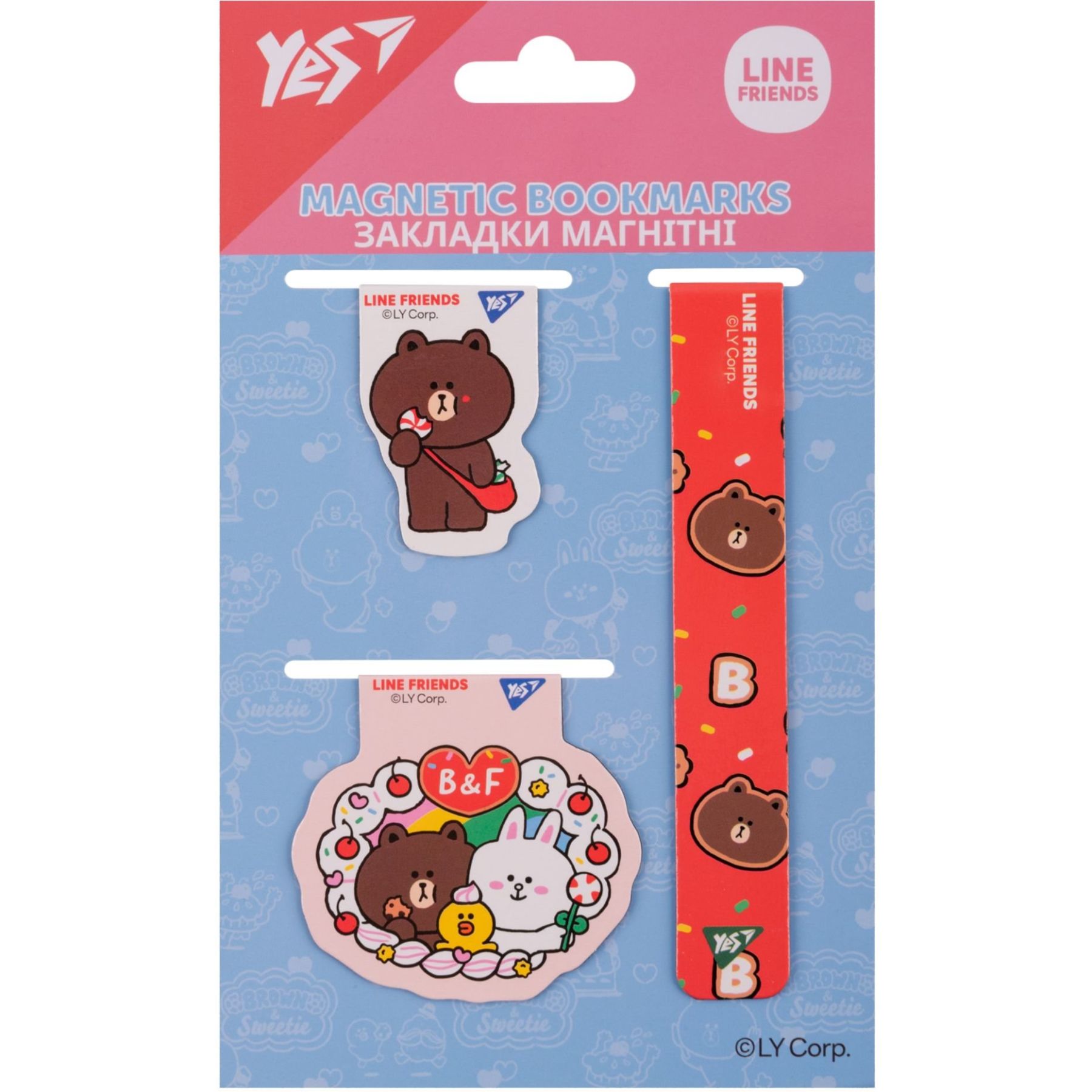 Закладки магнітні Yes "Line Friends", 3 шт