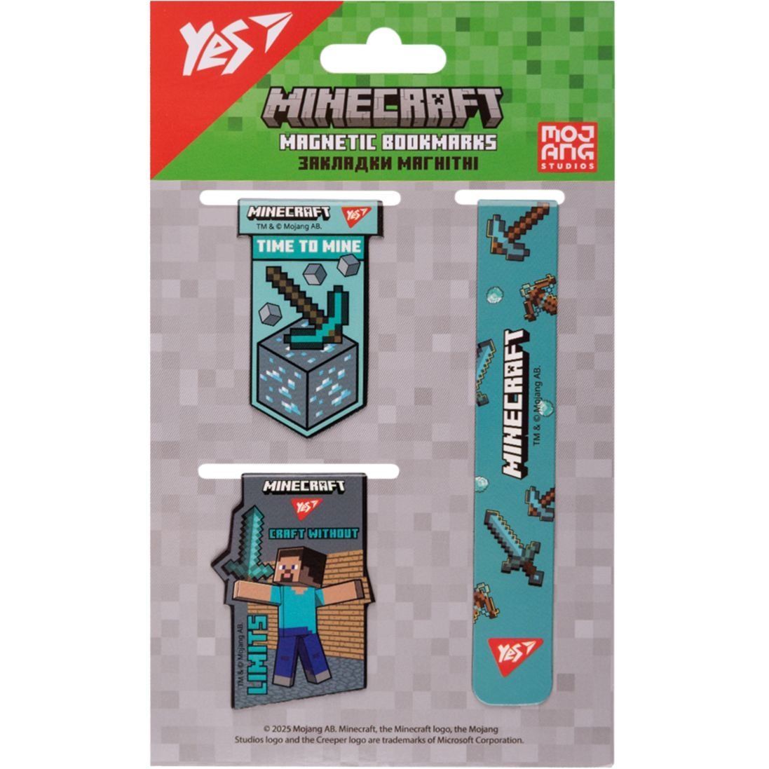 Закладки магнітні Yes "Minecraft", 3 шт
