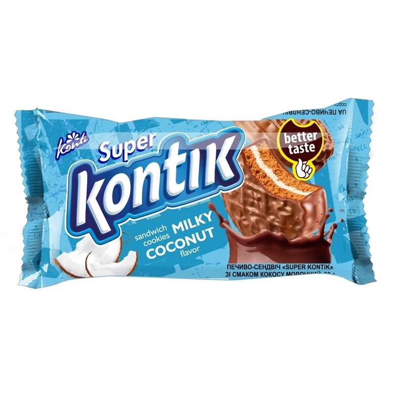 Печиво-сендвіч молочний Кокос Super Kontik Konti, 90 г