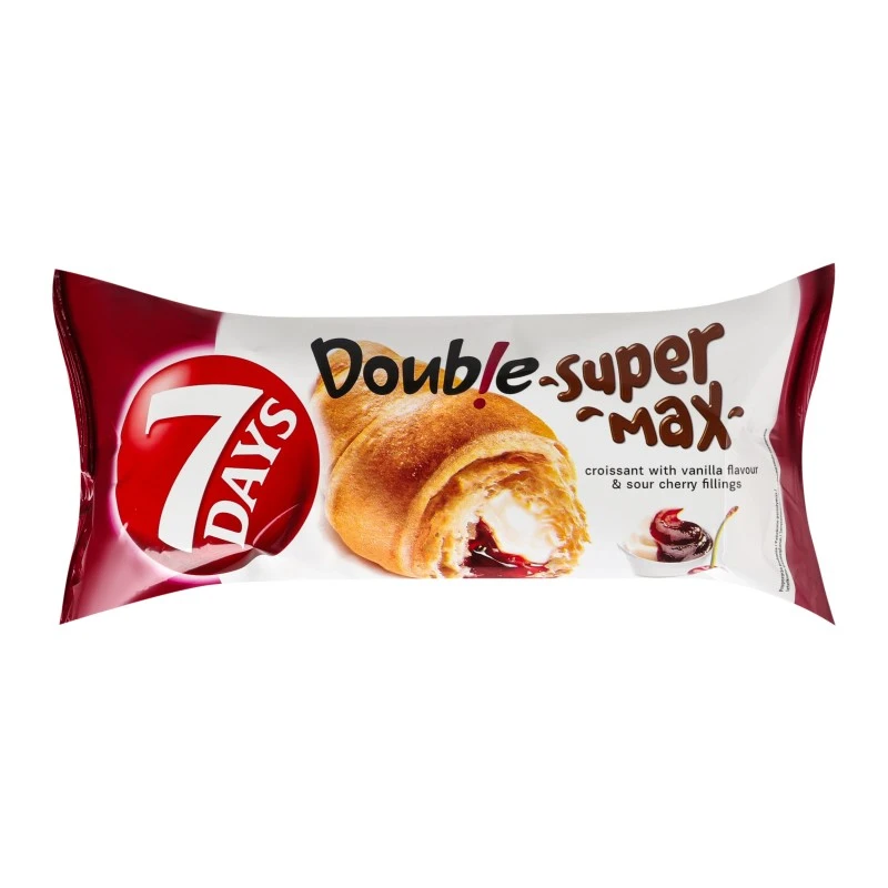 Круасан зі смаком ванілі та вишневою начинкою Double Super Max 7 Days, 110 г