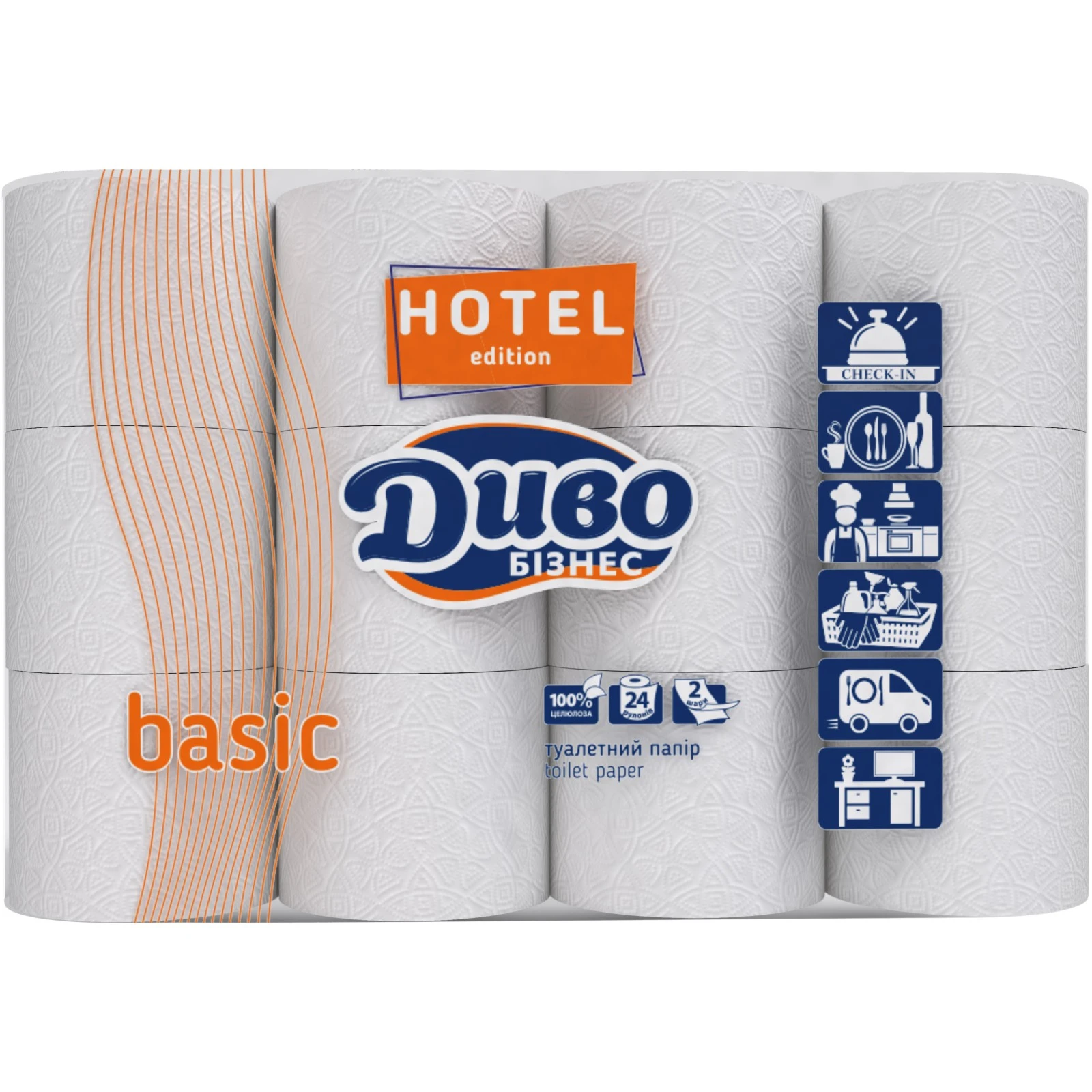 Туалетний папір 2-х шаровий Basic Hotel Soffi Pro, 24 шт/уп.
