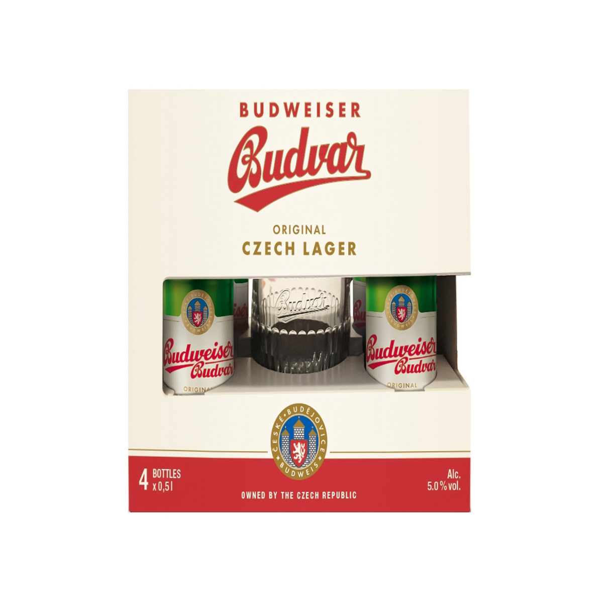 Набір Пиво світле Budwеiser Budvar 4х0.5л + кружка 0.5 л, 1 шт