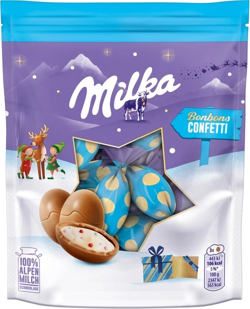 Шоколад молочний Mілка у формі яйця з молочною начинкою з цукровим драже Milka, 86 г