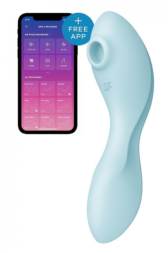 Вакуумний стимулятор з вібрацією Satisfyer Curvy Trinity 5 (Блакитний)