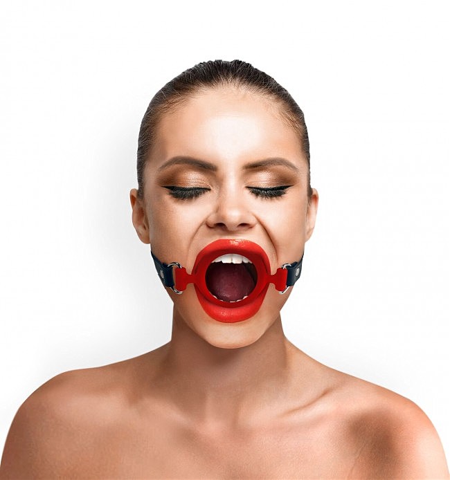 Кляп силіконове кільце натуральна шкіра, Gag ring Art of Sex, 4 см (Червоний)