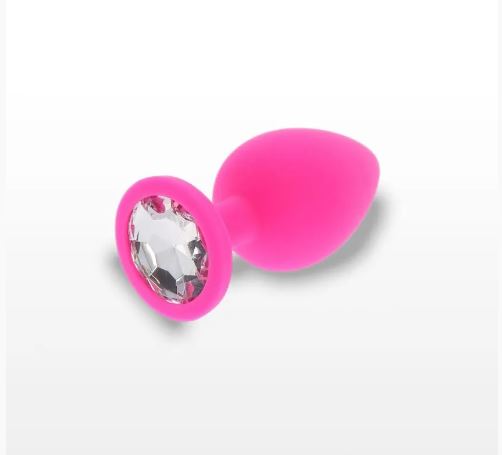 Анальна пробка з кристалом Toy Joy Medium Diamond Booty Jewel, 8х3.5 см (рожевий)