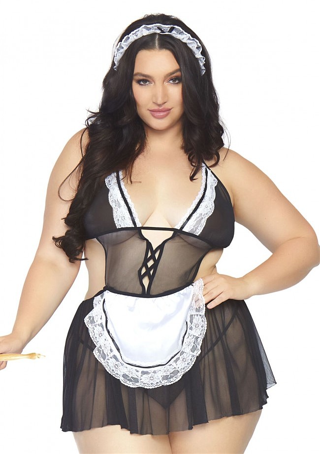 Костюм покоївки Leg Avenue Fantasy French Maid XL/XXL, плаття, трусики, пов'язка