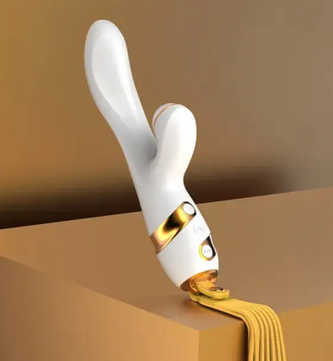 Вібратор-кролик з флоггером LOCKINK SEVANDA Whip Vibrating Massage Wand (білий)