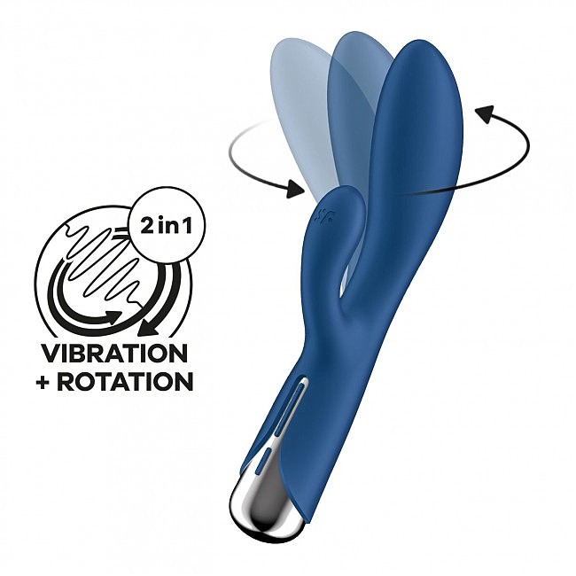 Вібратор-кролик з ротацією Satisfyer Spinning Rabbit 1 Blue, 3 мотора, Синій