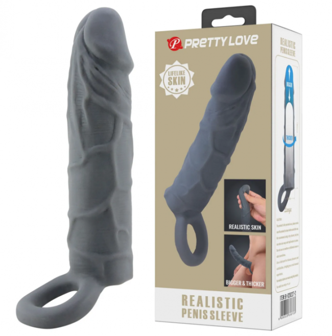 Насадка на пеніс PRETTY LOVE Realistic Penis Sleeve, 18 х 3,8 см